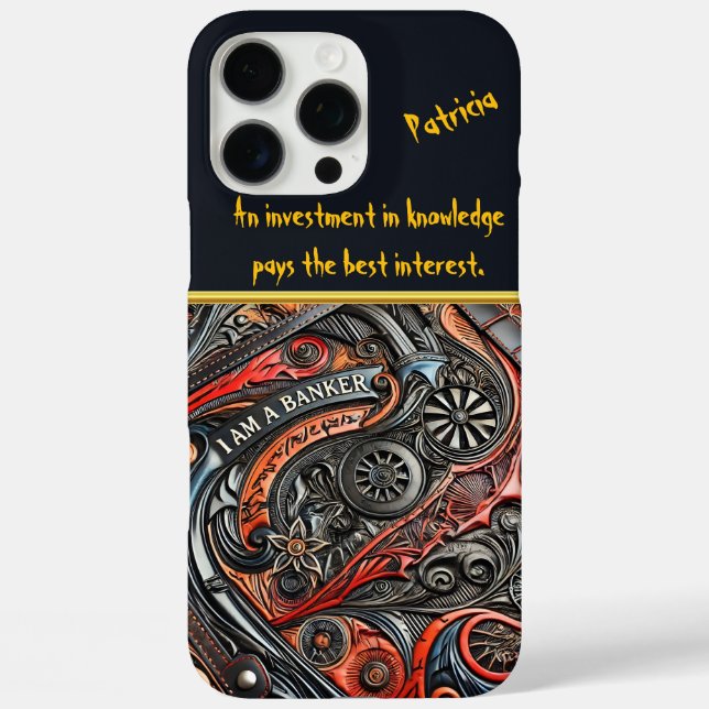 Detailed Leather Artwork Showcasing Banking Theme Case-Mate iPhone Case (Back)