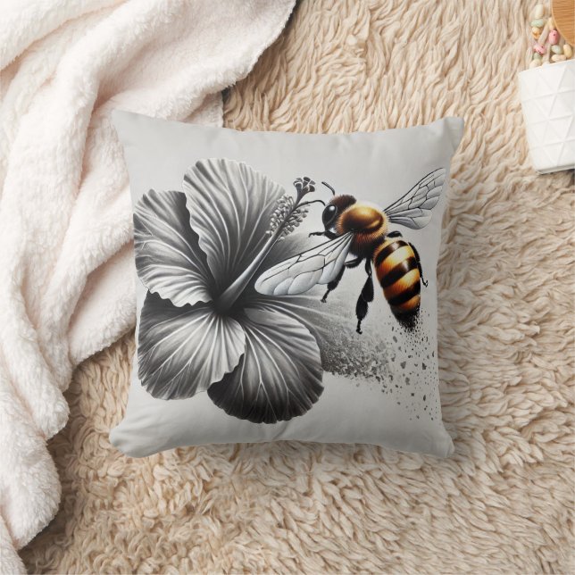 Detailed Macro View of a Honeybee Throw Pillow (Blanket)