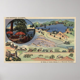 Detailed Map from LA to the Lake Poster