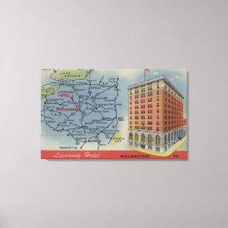 Detailed Map, Lycoming Hotel - Williamsport, PA Canvas Print