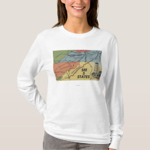 Detailed Map of 5 States - Big Walker Lookout, V T-Shirt