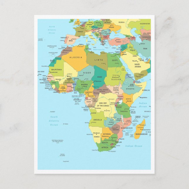 Detailed map of Africa Continent Postcard (Front)