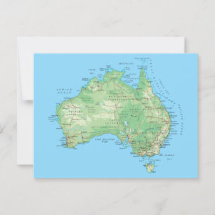 Detailed Map of Australia Postcard