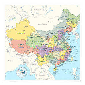 Detailed Map of China Poster