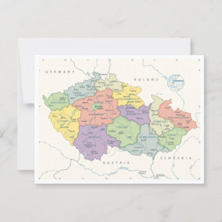 Detailed map of Czech Republic Postcard