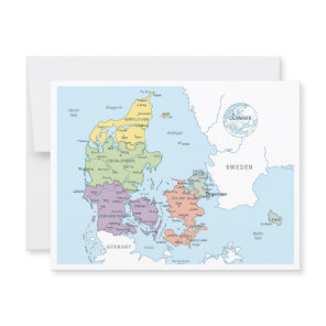 Detailed map of Denmark Postcard