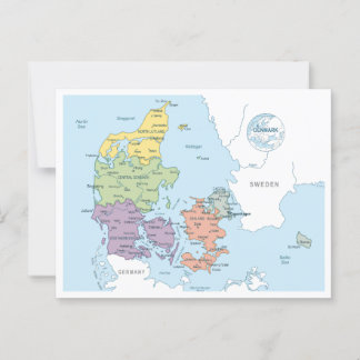 Detailed map of Denmark Postcard