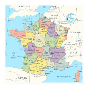 Detailed Map of France Poster