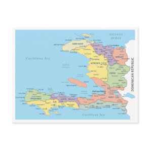 Detailed map of Haiti Regions Postcard