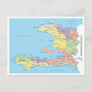 Detailed map of Haiti Regions Postcard