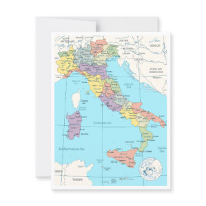 Detailed map of Italy Postcard