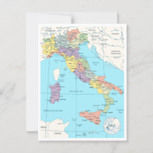 Detailed map of Italy Postcard