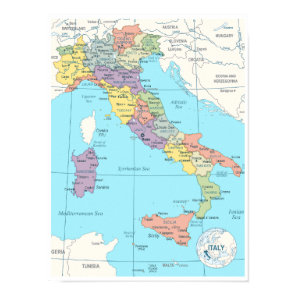 Detailed Map of Italy Poster