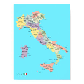 Detailed Map of Italy Regions Poster