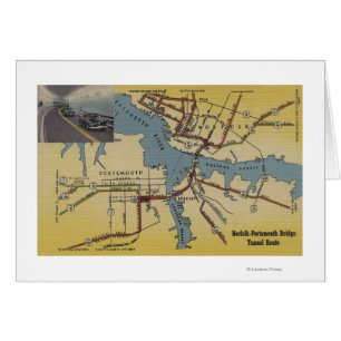 Detailed Map of Norfolk-Portsmouth Bridge Tunnel Cards