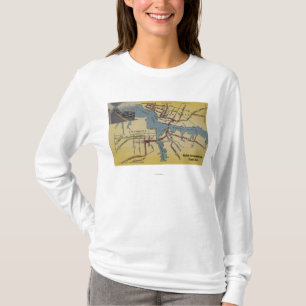 Detailed Map of Norfolk-Portsmouth Bridge Tunnel T-Shirt
