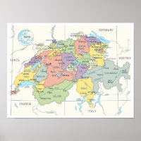Detailed map of Switzerland