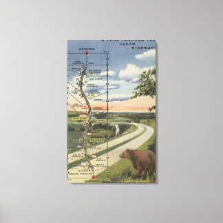 Detailed Map of the "Dream Highway" Canvas Print