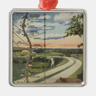 Detailed Map of the "Dream Highway" Metal Ornament