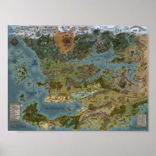 Detailed Map of the Forgotten Realms  Poster