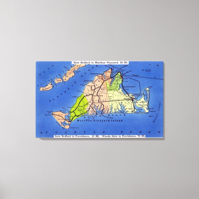 Detailed Map of the Island Canvas Print (Front)