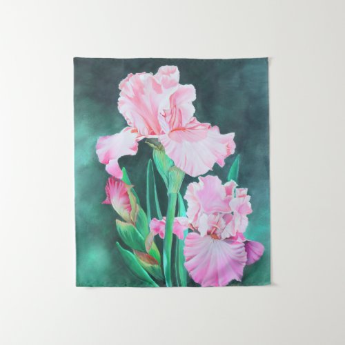 Detailed Painting Elegant Pink Iris Acrylic  Tapestry