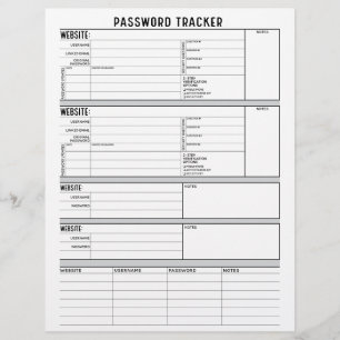 Detailed Password Tracker with 2-Step Verification Letterhead