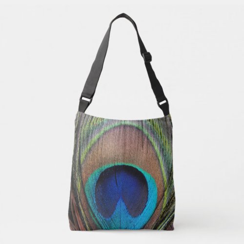 Detailed Peacock Feather Crossbody Bag