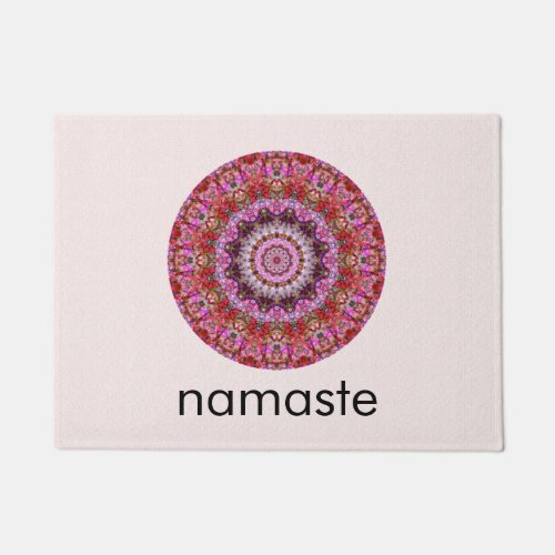 Detailed Pink Red and Purple Round Mandala Doormat