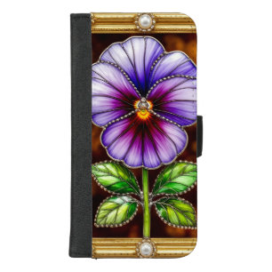 Detailed Purple Flower in Ornate Frame iPhone 8/7 Plus Wallet Case