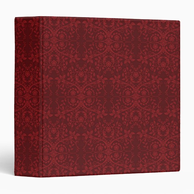 Detailed Red Floral Wallpaper Binder (Front/Spine)