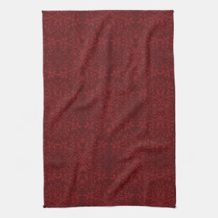 Detailed Red Floral Wallpaper Kitchen Towel