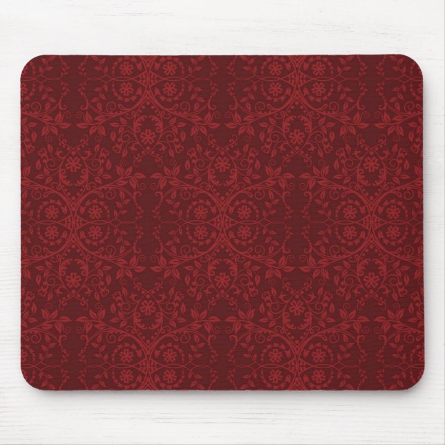 Detailed Red Floral Wallpaper Mouse Pad (Front)