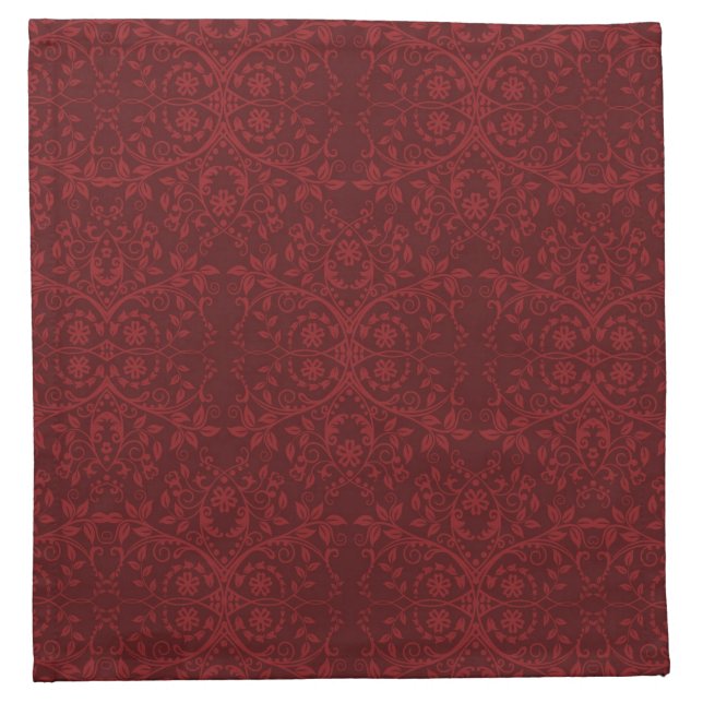 Detailed Red Floral Wallpaper Napkin (Front)