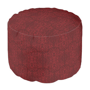 Detailed Red Floral Wallpaper Pouf