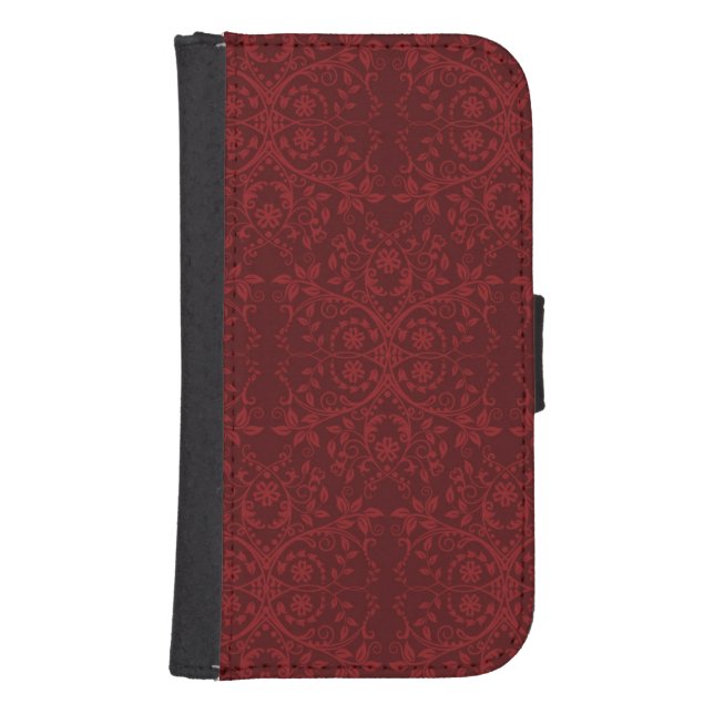 Detailed Red Floral Wallpaper Samsung Galaxy Wallet Case (Front)