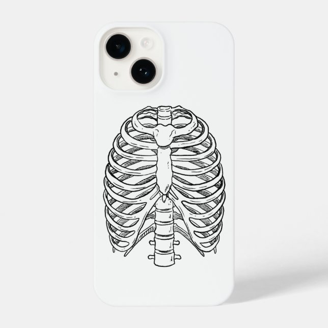 Detailed Rib Cage Anatomy Line Art iPhone Case (Back)