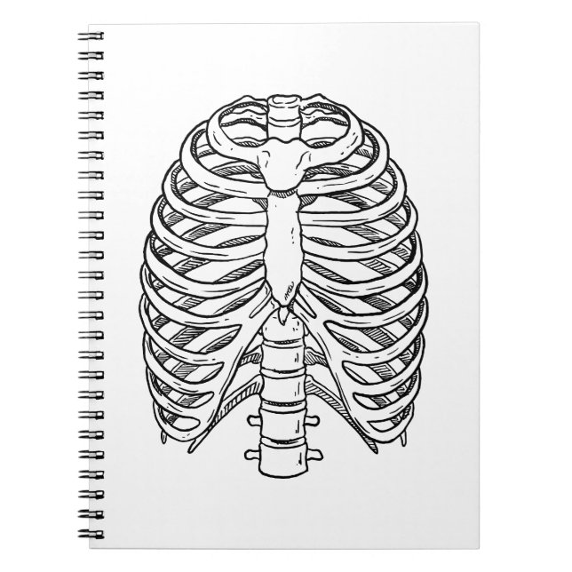 Detailed Rib Cage Anatomy Line Art Notebook (Front)