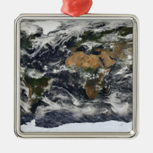 Detailed satellite view of Earth Metal Ornament
