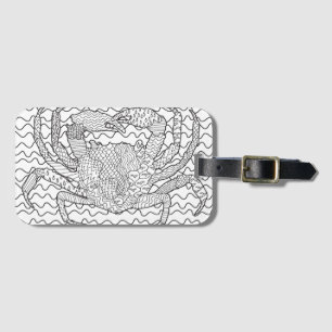 Detailed Sea Crab Doodle Luggage Tag