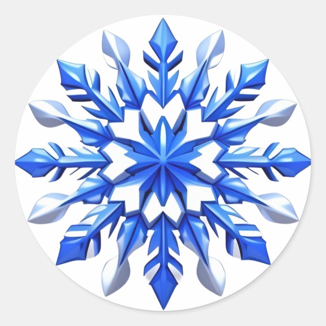 Detailed Snowflake Design Classic Round Sticker (Front)
