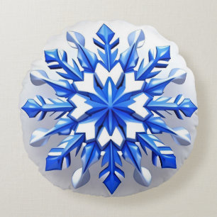 Detailed Snowflake Design Round Pillow