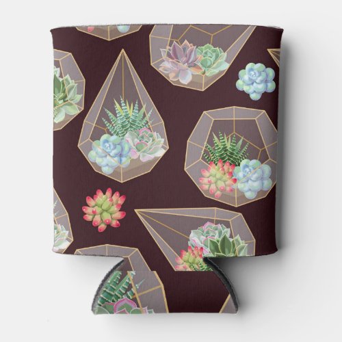 Detailed Succulent Cactus Seamless Pattern Can Cooler