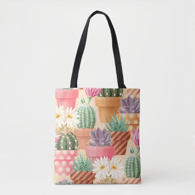 Detailed succulent, cactus seamless pattern. tote bag (Front)