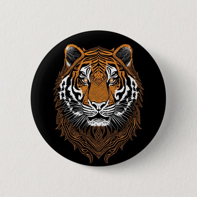 Detailed Tiger Face Button (Front)