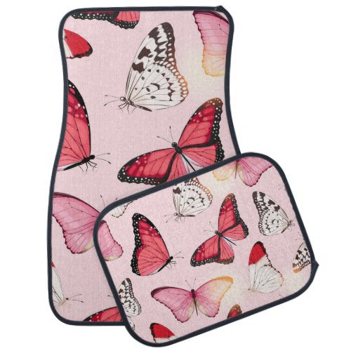 Detailed Tropical Butterfly Vintage Pattern Car Floor Mat