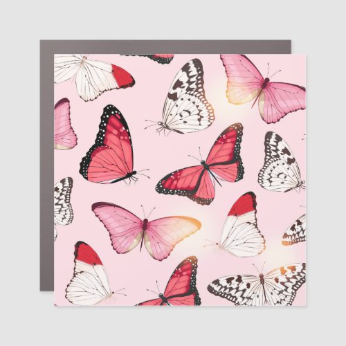 Detailed Tropical Butterfly Vintage Pattern Car Magnet