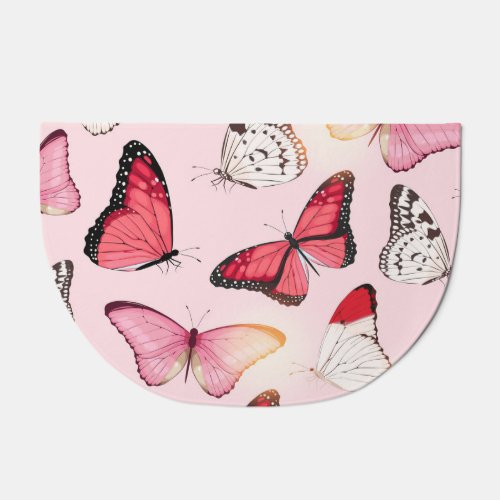 Detailed Tropical Butterfly Vintage Pattern Doormat