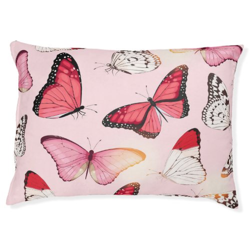 Detailed Tropical Butterfly Vintage Pattern Pet Bed