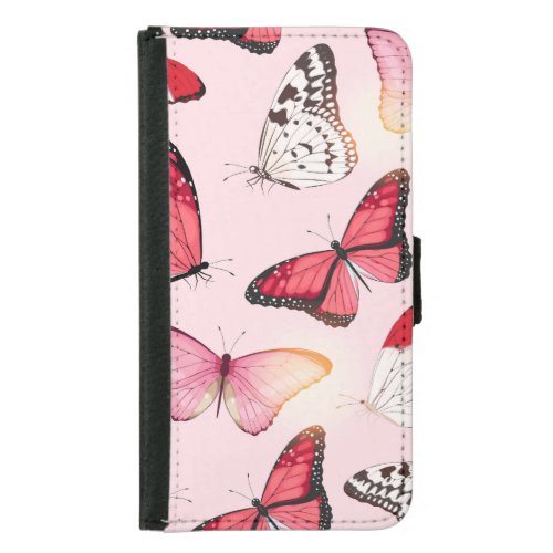 Detailed Tropical Butterfly Vintage Pattern Samsung Galaxy S5 Wallet Case